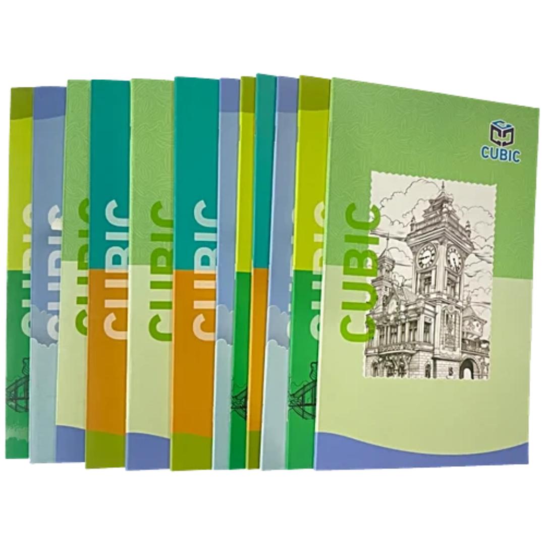 Cubic Long Notebook Combo | 12 Pcs | Ruled & Unruled | 80–160 Pages