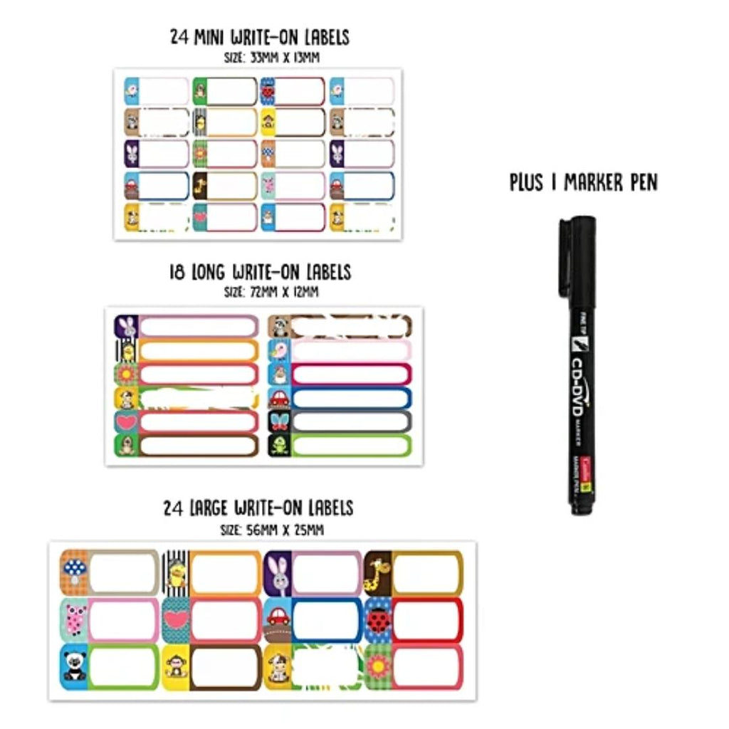 Insta School Labels with Marker Pen | 66 Pcs | Writable & Self-Adhesive