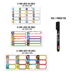 Insta School Labels with Marker Pen | 66 Pcs | Writable & Self-Adhesive