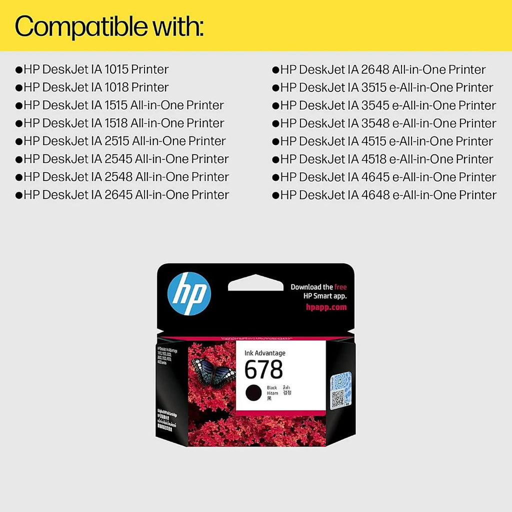 HP 678 Black Original Ink Cartridge | High-Quality Printer Ink
