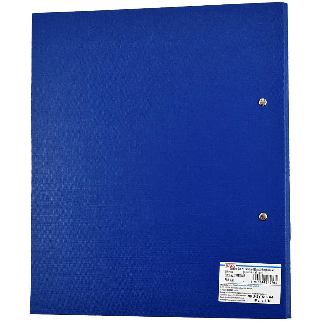 A4 2D Ring Binder | One Side PVC Paper Board | Durable File Folder