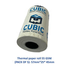 Cubic Thermal Paper Rolls | 57mm x 25m | 55 GSM | Pack of 5 | POS Billing