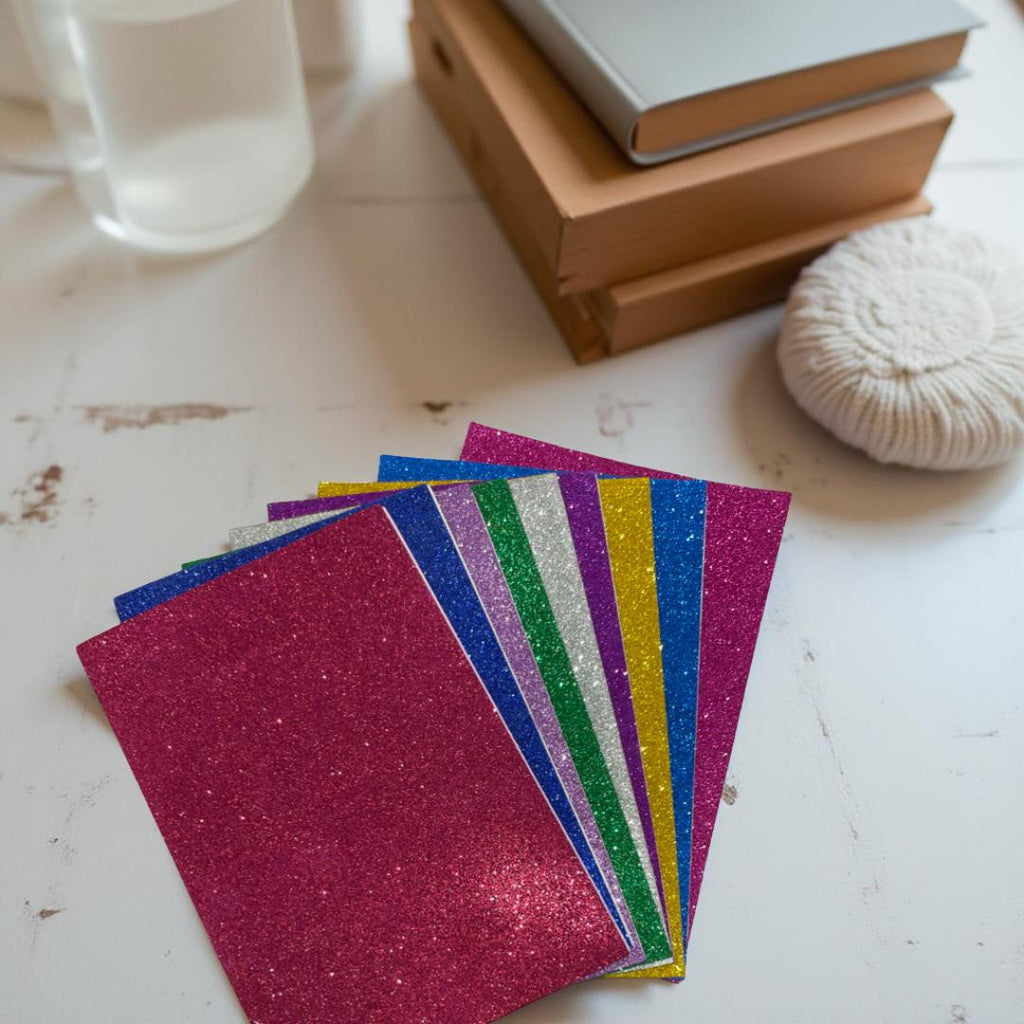 Cubic Glitter Foam Sheet | Self-Adhesive Sparkling EVA Craft Sheet | DIY Use