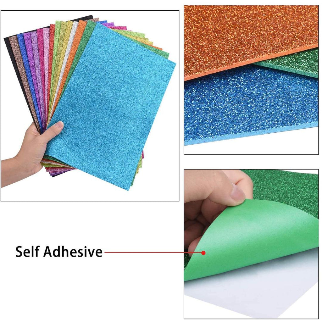 Cubic Glitter Foam Sheet | Self-Adhesive Sparkling EVA Craft Sheet | DIY Use