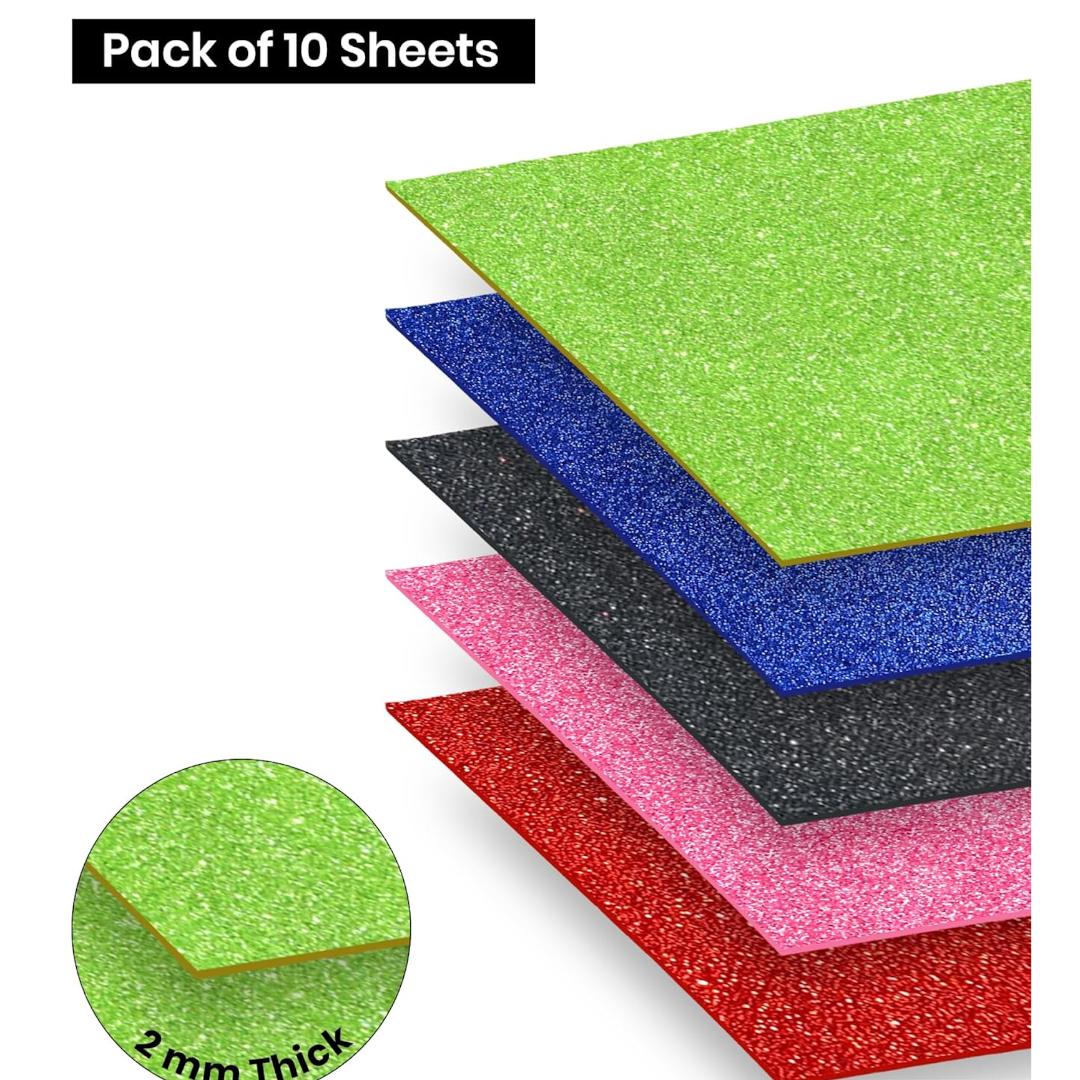Cubic Glitter Foam Sheet | Self-Adhesive Sparkling EVA Craft Sheet | DIY Use