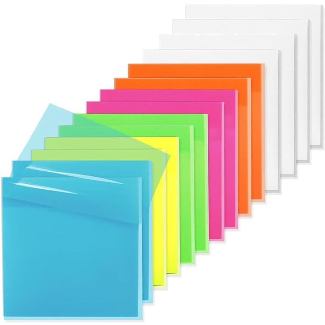 Cubic Transparent Sticky Notes | Multicolour | PET Pad