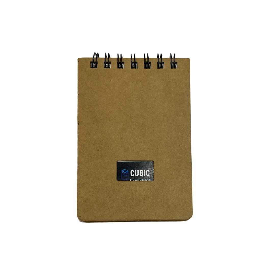 Cubic A7 Wiro Pocket Notebook | Pack of 3 | Kraft Brown