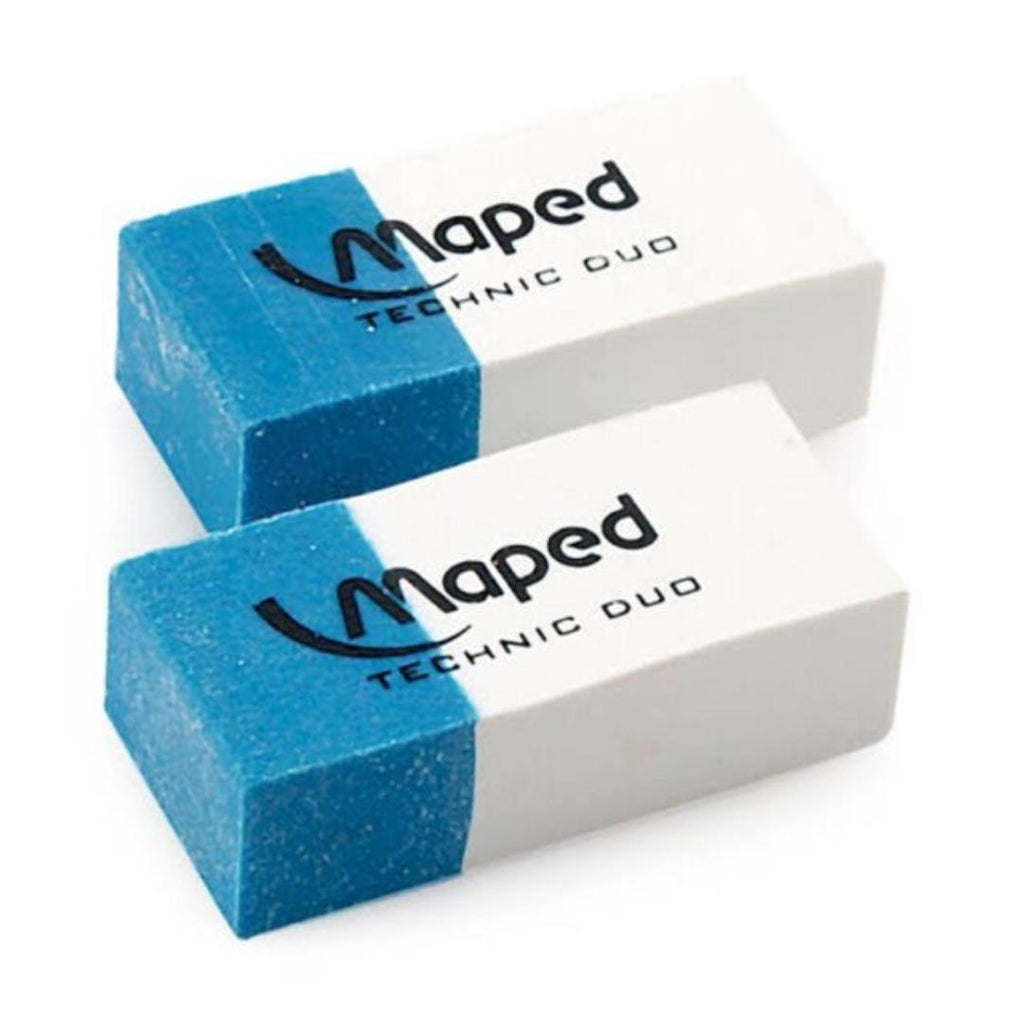 Maped Technic Duo Eraser | 2 Pcs | Dual-Use for Pencil & Ink