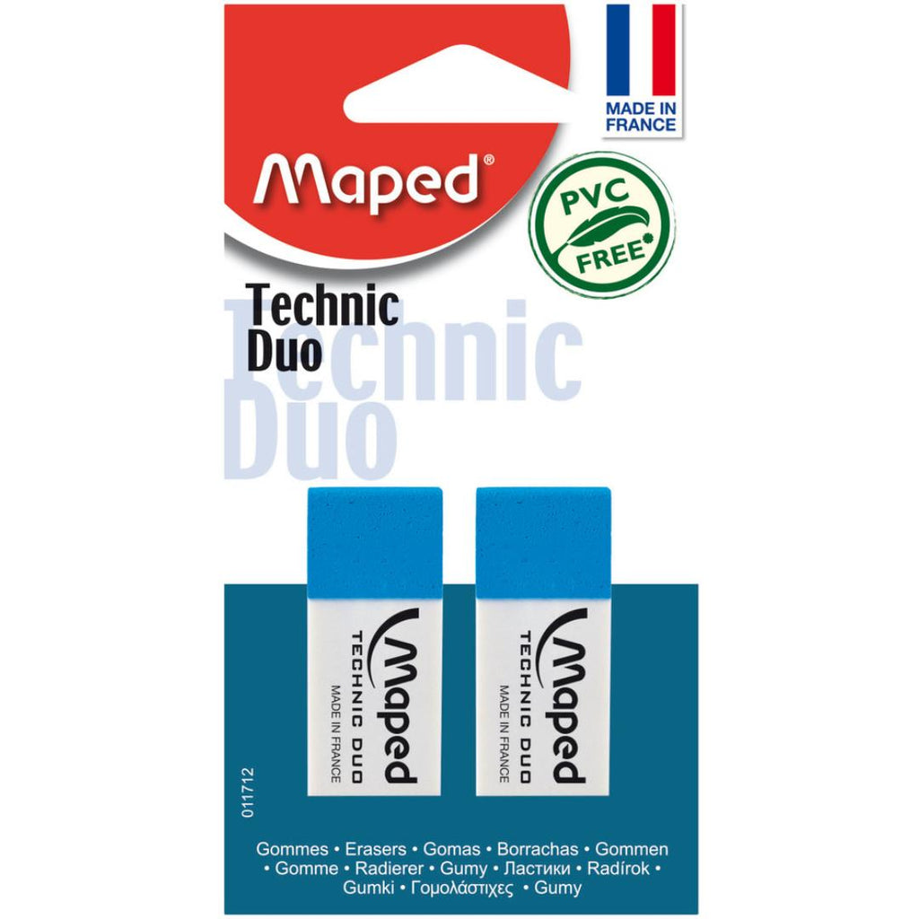 Maped Technic Duo Eraser | 2 Pcs | Dual-Use for Pencil & Ink