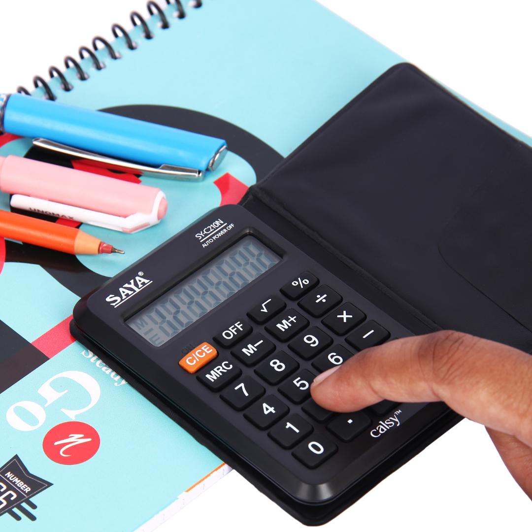 Saya Pocket Calculator | 8-Digit LCD Display | Compact with Flap Cover