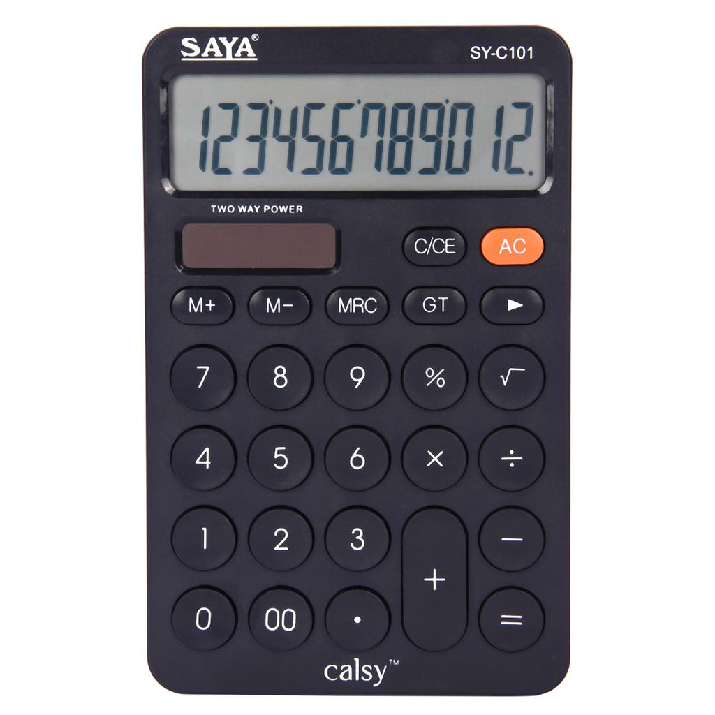 Saya Desktop Calculator | 12-Digit Display | Dual Power | Ultra-Light & Fast