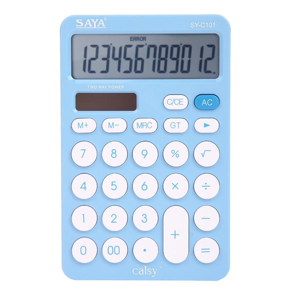 Saya Desktop Calculator | 12-Digit Display | Dual Power | Ultra-Light & Fast