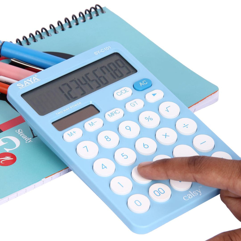 Saya Desktop Calculator | 12-Digit Display | Dual Power | Ultra-Light & Fast