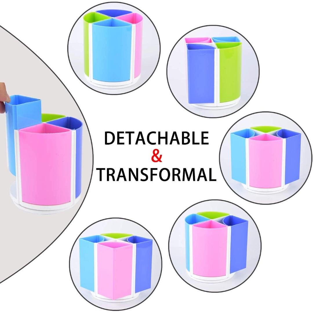 Saya Magic Pen Stand | 4-Compartment Rotatable Desk Organizer