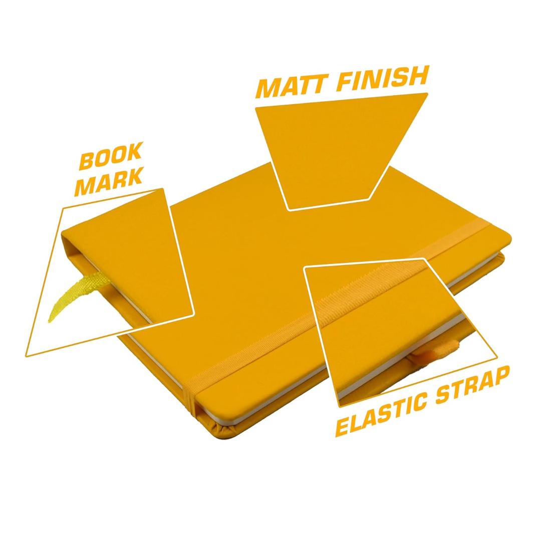 Cubic A5 PU Leather Hardbound Diary | Elastic Closure, Pen Holder & Bookmark