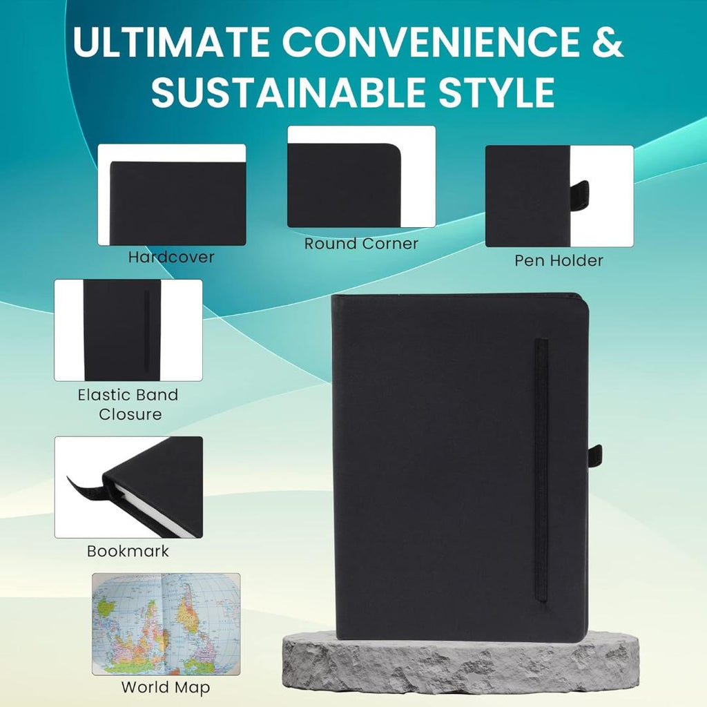 Cubic A5 PU Leather Hardbound Diary | Elastic Closure, Pen Holder & Bookmark