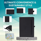 Cubic A5 PU Leather Hardbound Diary | Elastic Closure, Pen Holder & Bookmark