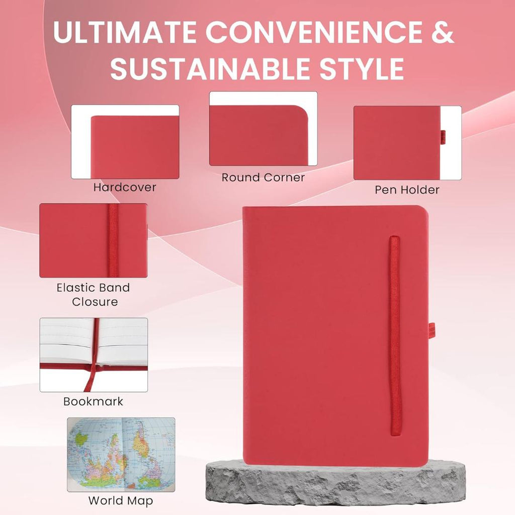 Cubic A5 PU Leather Hardbound Diary | Elastic Closure, Pen Holder & Bookmark