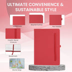 Cubic A5 PU Leather Hardbound Diary | Elastic Closure, Pen Holder & Bookmark