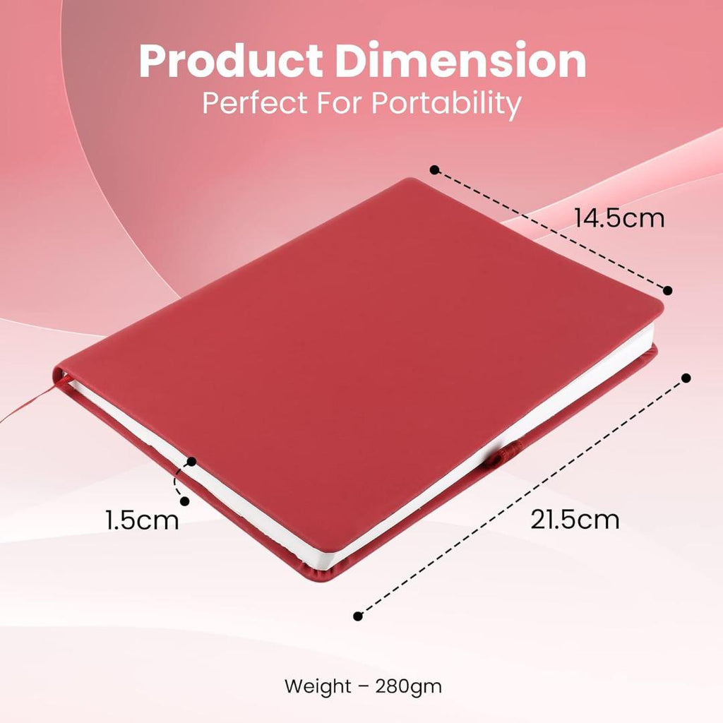 Cubic A5 PU Leather Hardbound Diary | Elastic Closure, Pen Holder & Bookmark