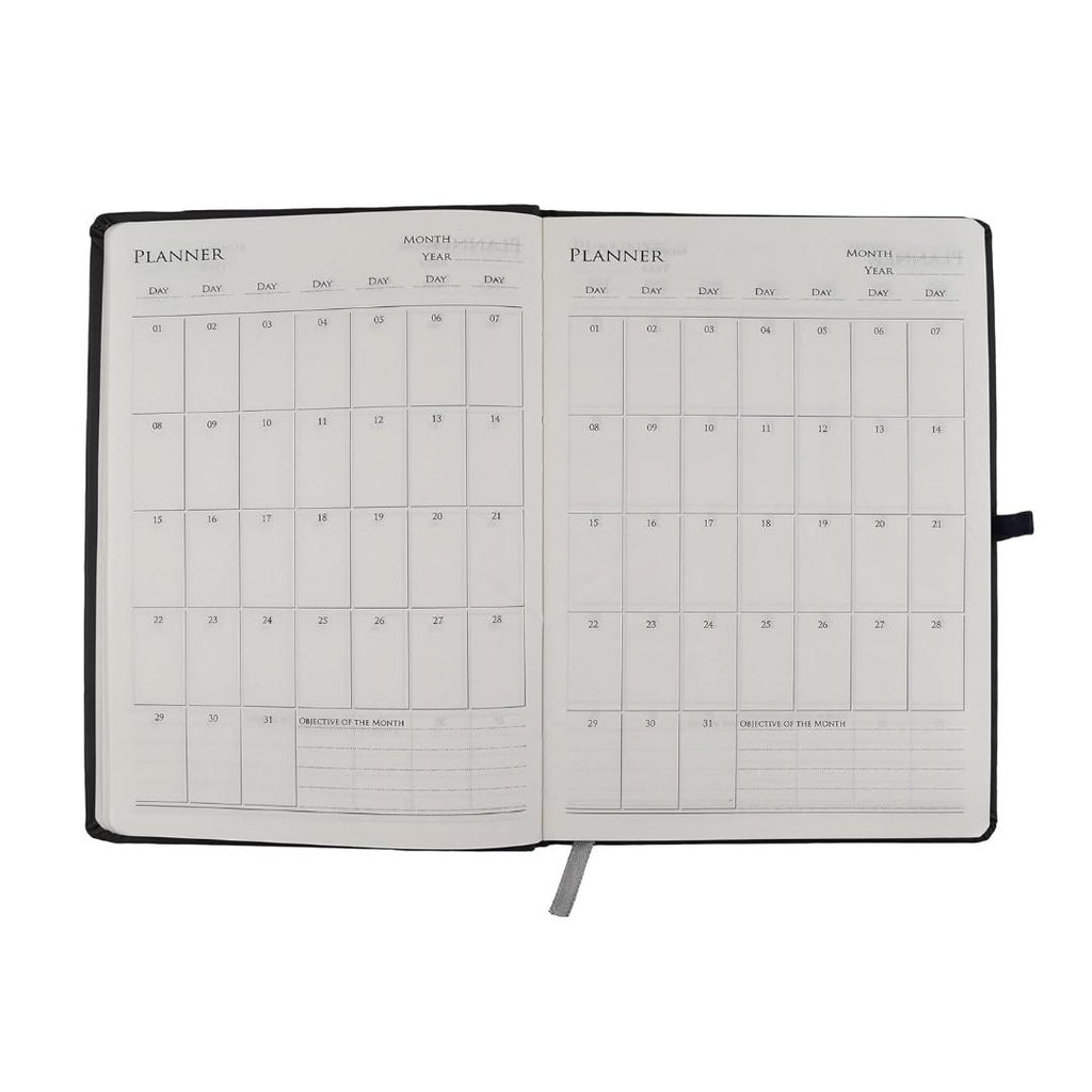 Cubic A5 PU Leather Hardbound Diary | Elastic Closure, Pen Holder & Bookmark