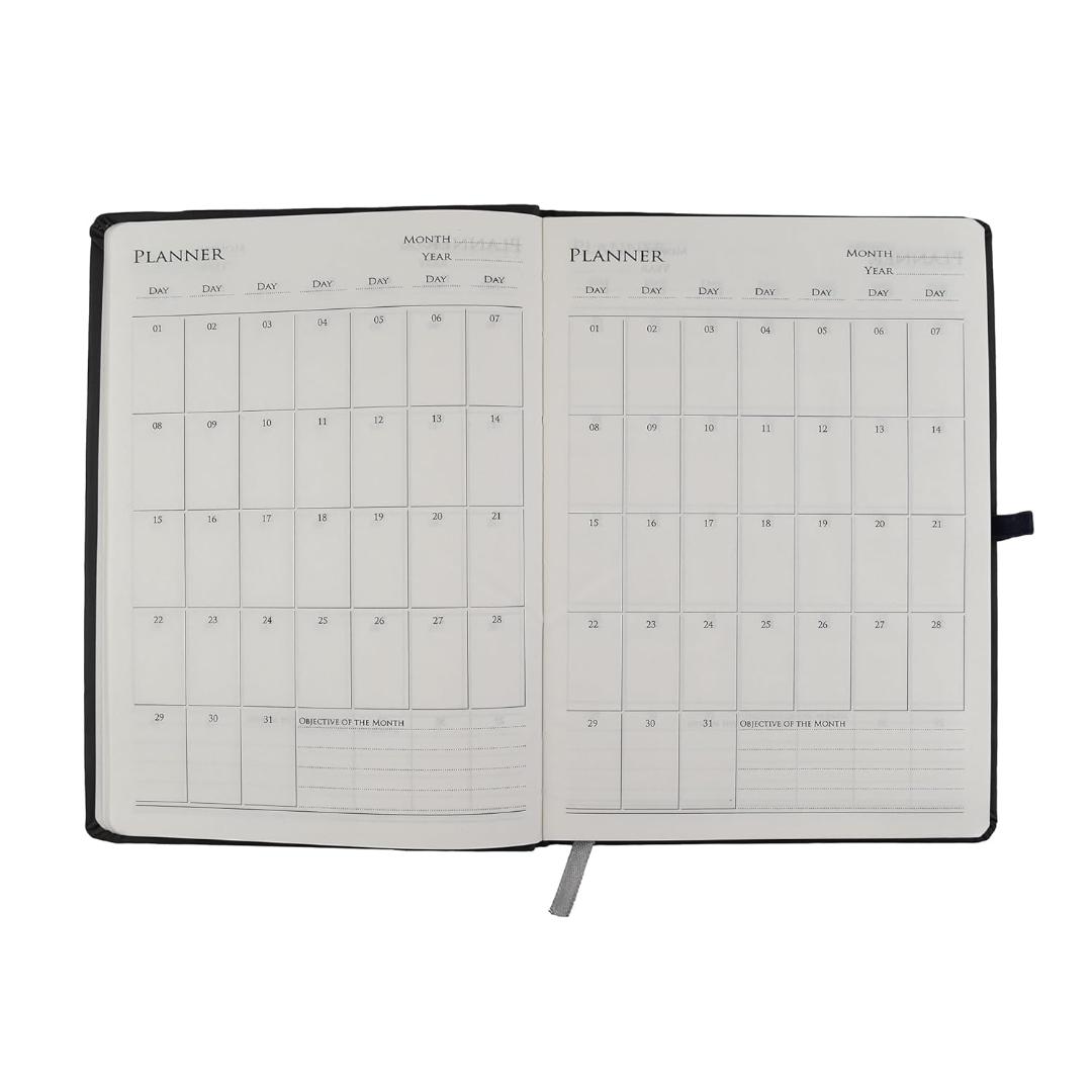 Cubic A5 PU Leather Hardbound Diary | Elastic Closure, Pen Holder & Bookmark