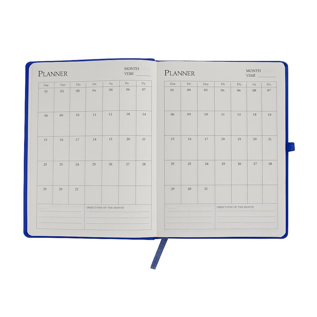 Cubic A5 PU Leather Hardbound Diary | Elastic Closure, Pen Holder & Bookmark