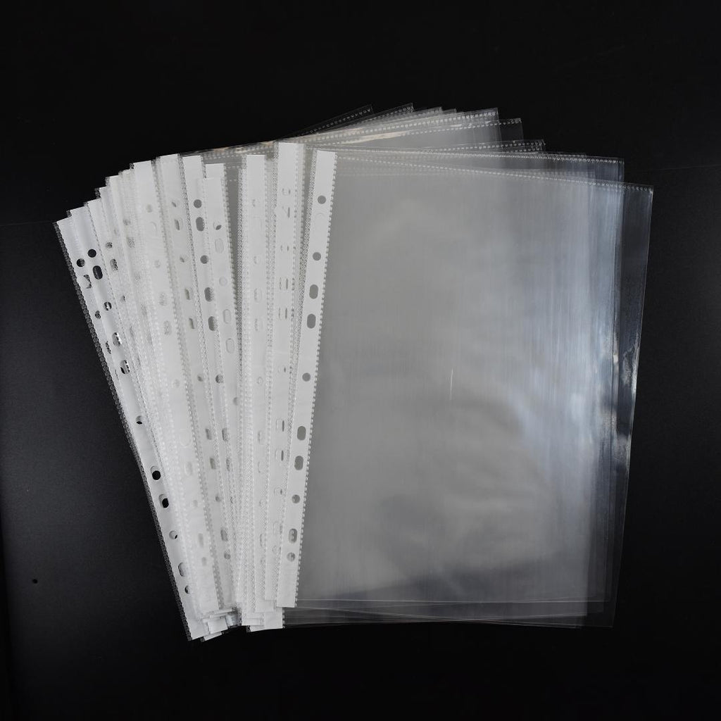 A4 Sheet Protectors 100 Micron | Transparent 11-Hole Sleeves | Pack of 50