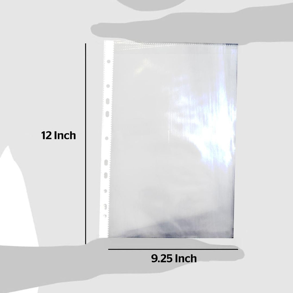 A4 Sheet Protectors 100 Micron | Transparent 11-Hole Sleeves | Pack of 50