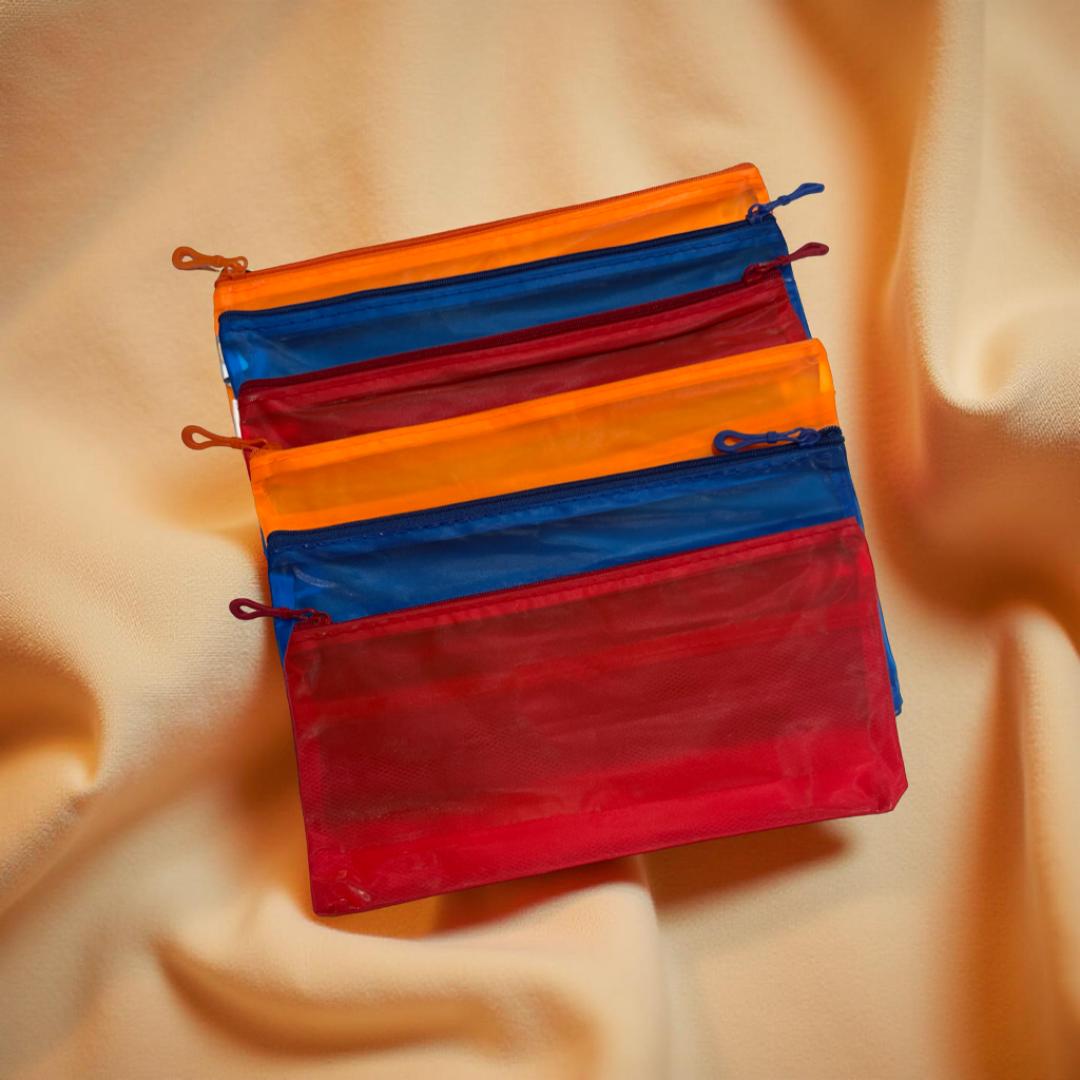 Cubic Zippered Pouch | Transparent Plastic Organizer Bag | Pack of 5