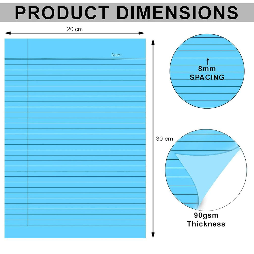 Cubic A4 Multicolour Ruled Paper | Smooth Writing Sheets | Pack of 40