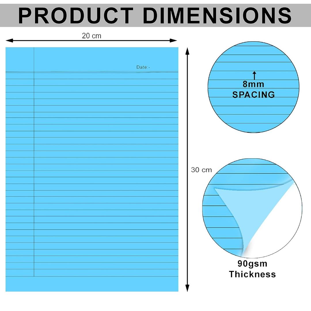 Cubic A4 Multicolour Ruled Paper | Smooth Writing Sheets | Pack of 40
