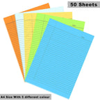 Cubic A4 Multicolour Ruled Paper | Smooth Writing Sheets | Pack of 40