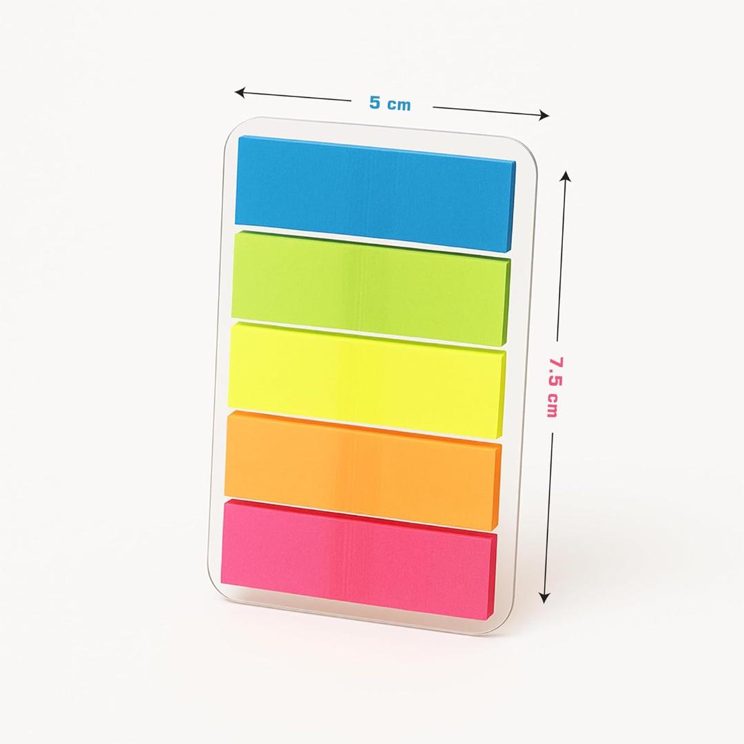 Cubic Transparent Sticky Notes Flags | 5-Color PET Page Markers | Pack of 5