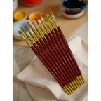Polo Synthetic Hair Flat Brushes | Artist Paintbrush Set | Pack of 10