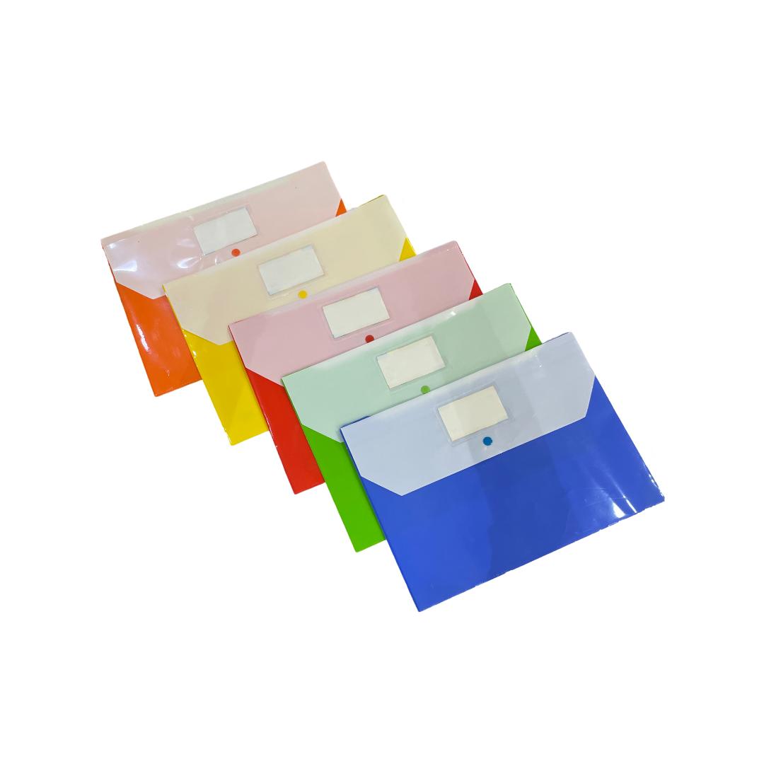 Cubic Clear Button Folder | Transparent Waterproof Document Organizer | Pack of 5