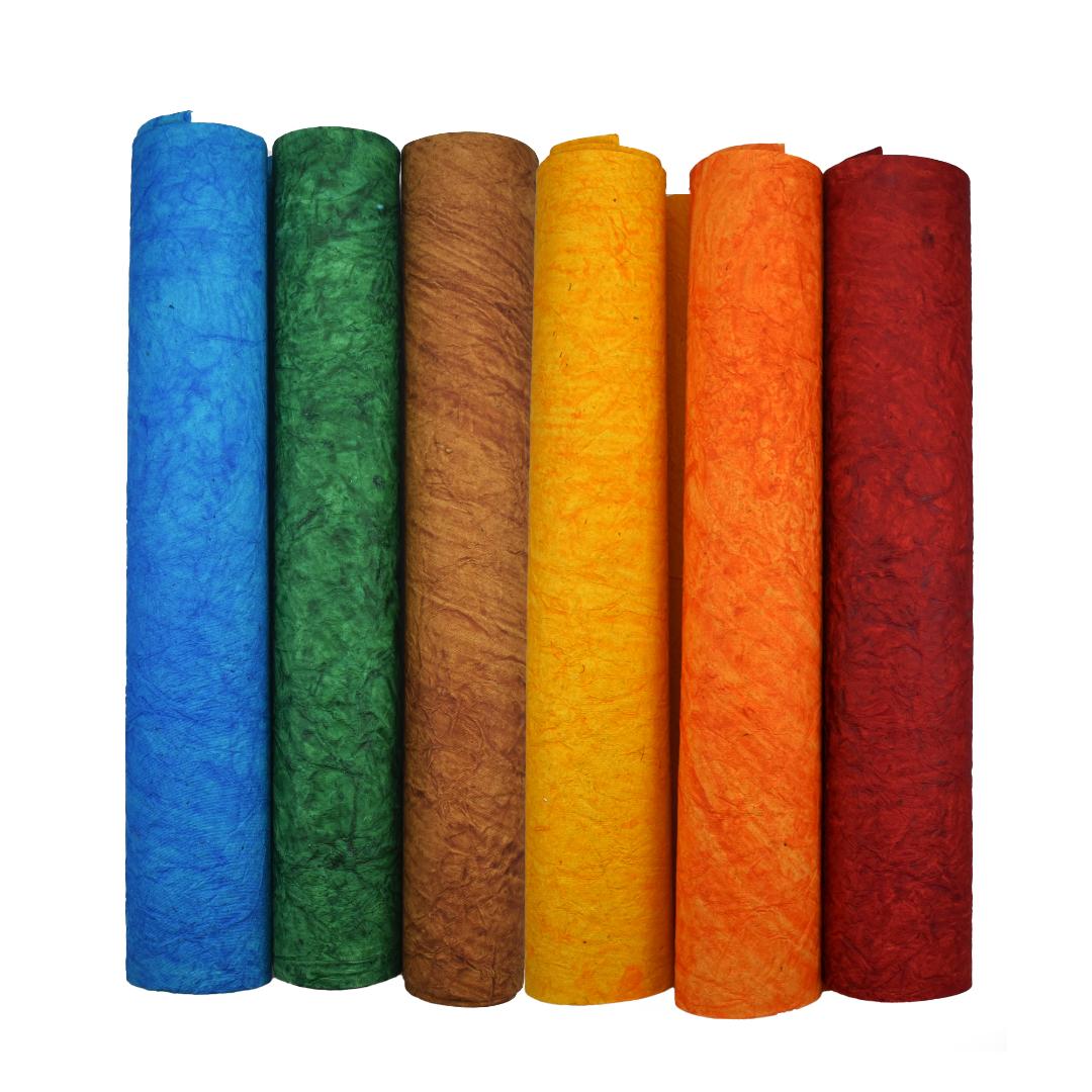 Cubic Handmade Textured Chart Paper Rolls | Multicolour | Pack of 6