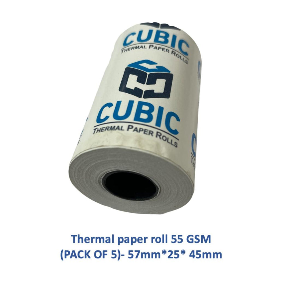 Cubic Thermal Paper Rolls | 55 GSM | POS Billing Receipt Paper | Pack of 5