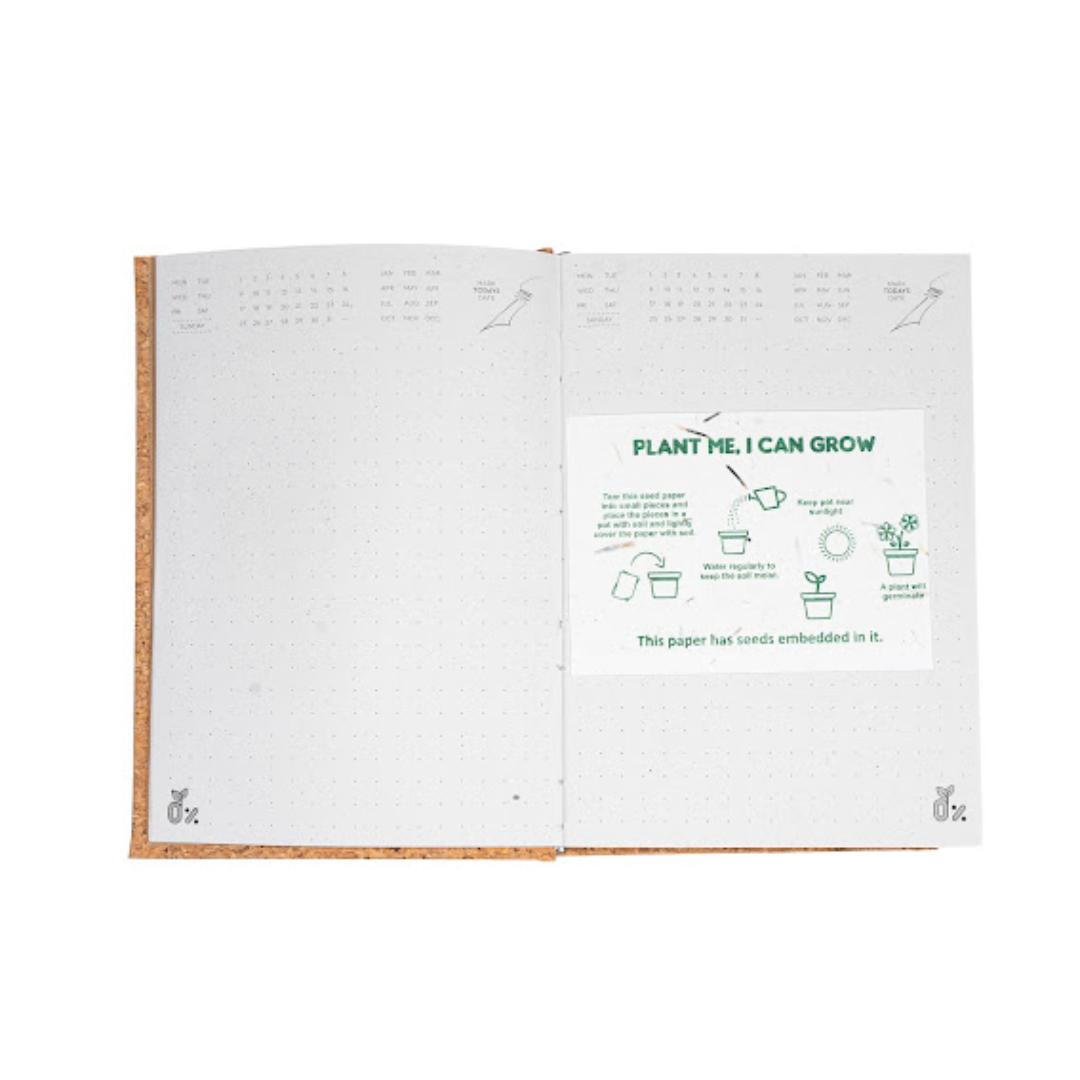 Cubic Premium Flower Print Cork Notebook | Eco-Friendly Journal