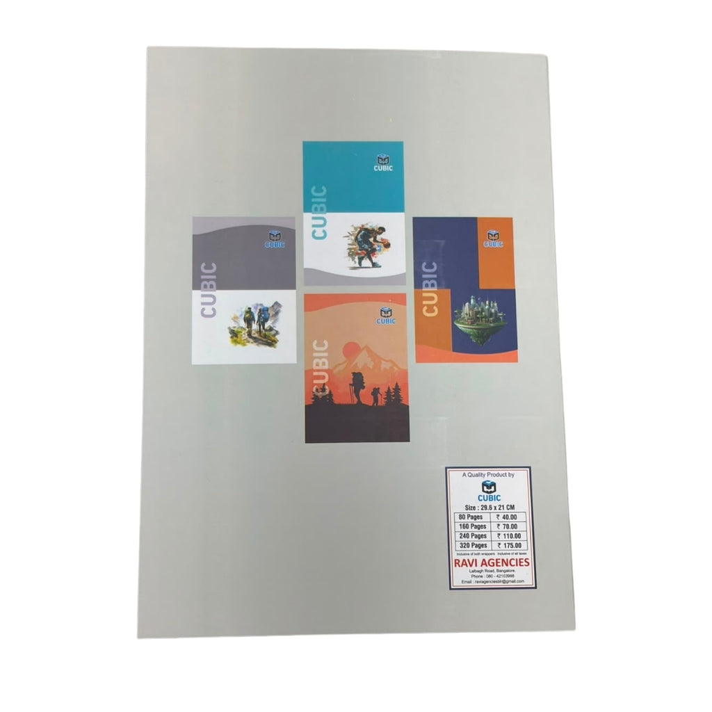 CUBIC A4 Size Notebook | Soft Bound Unruled | 80 & 160 Pages
