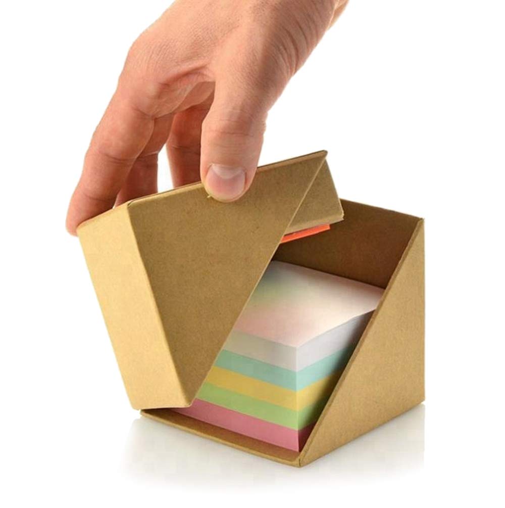 Gravity Eco-Friendly Wooden Sticky Notes Cube with Page Markers & Pen Stand