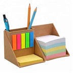 Gravity Eco-Friendly Wooden Sticky Notes Cube with Page Markers & Pen Stand