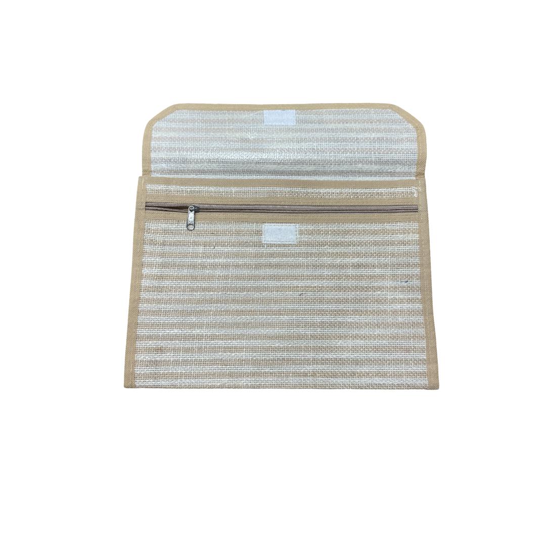 Cubic Jute File | File Organizer Zipper pocket with Velcro Closure