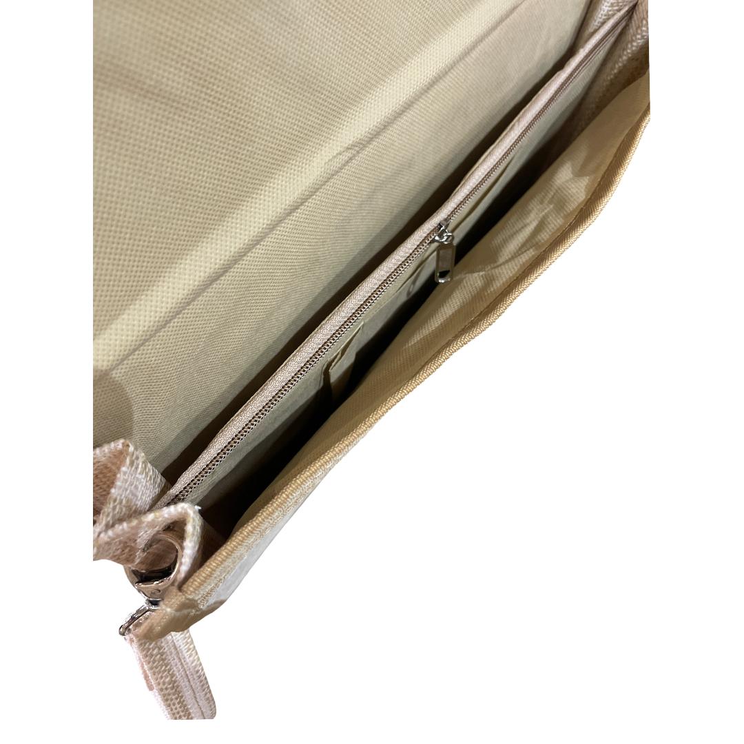 Cubic Jute File | Double Compartment Organizer with Zip & Keychain Handle