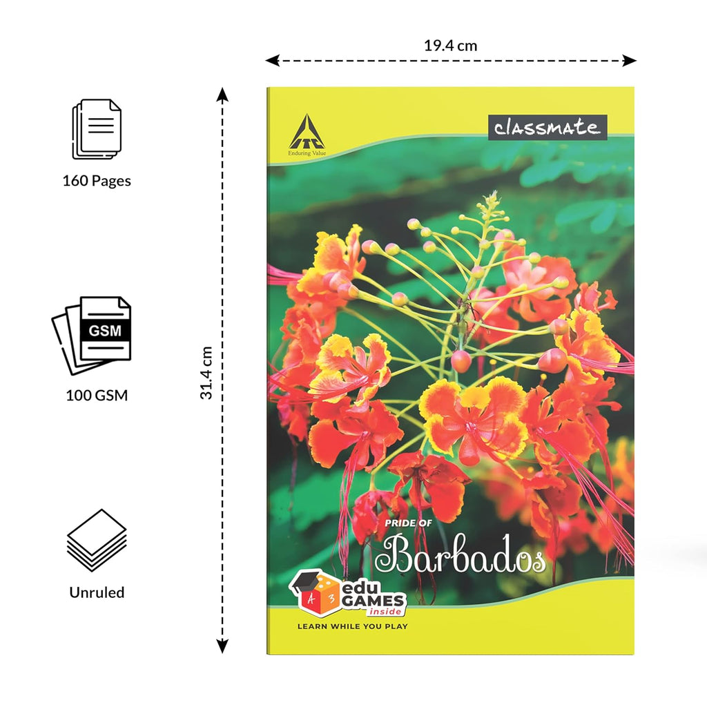 Classmate Unruled Soft Bound Longbook | 314 x 194 mm