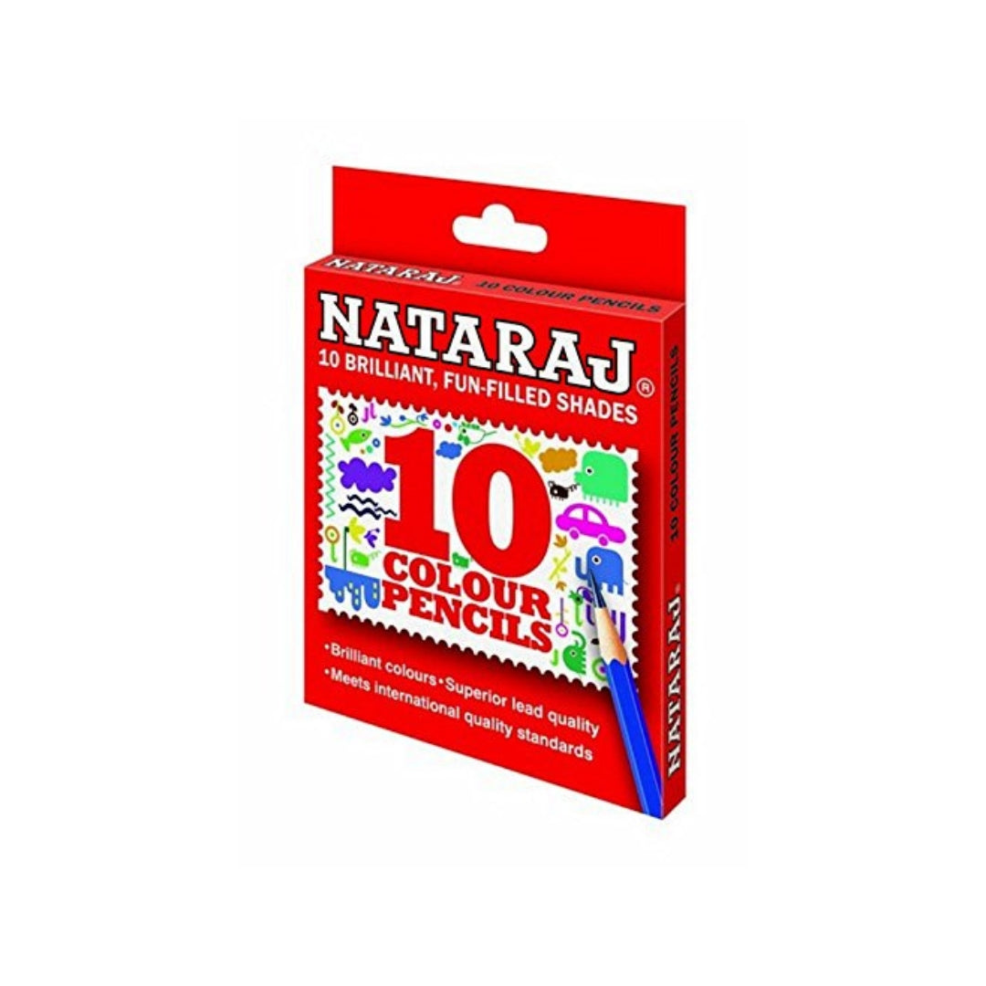 NATARAJ Half Size Colour Pencils | 10 Assorted Shades | Pack of 1
