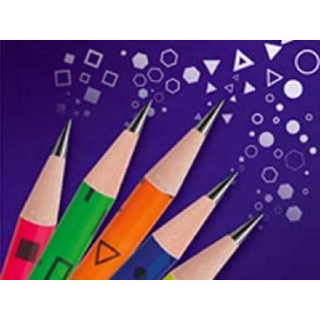 NATARAJ Fluro Bright Printed Pencils | HB Graphite Pencils | Pack of 10