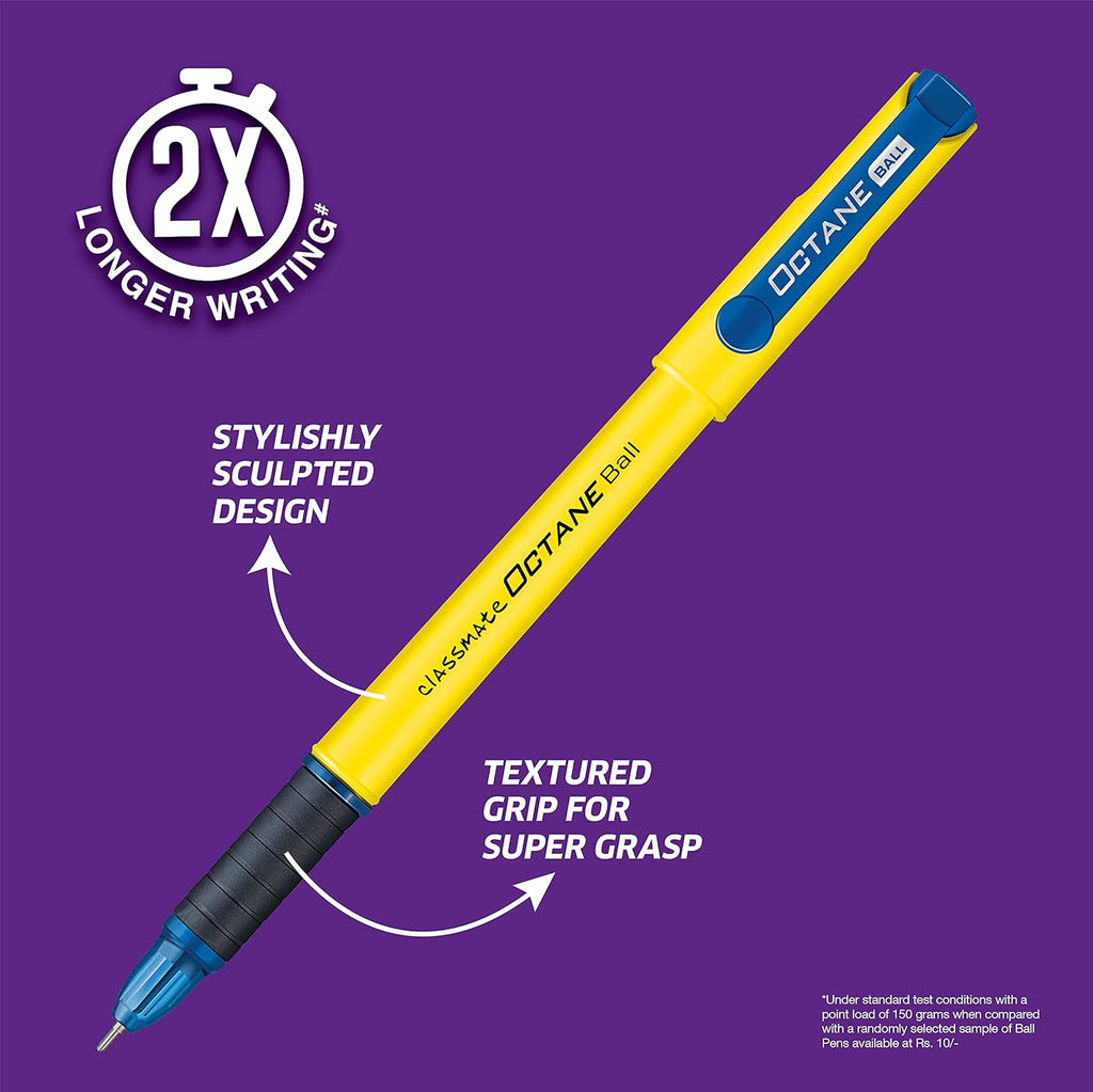 Classmate Octane Ball Colourfest Pens | Smooth Writing Pens Blue Pack of 10