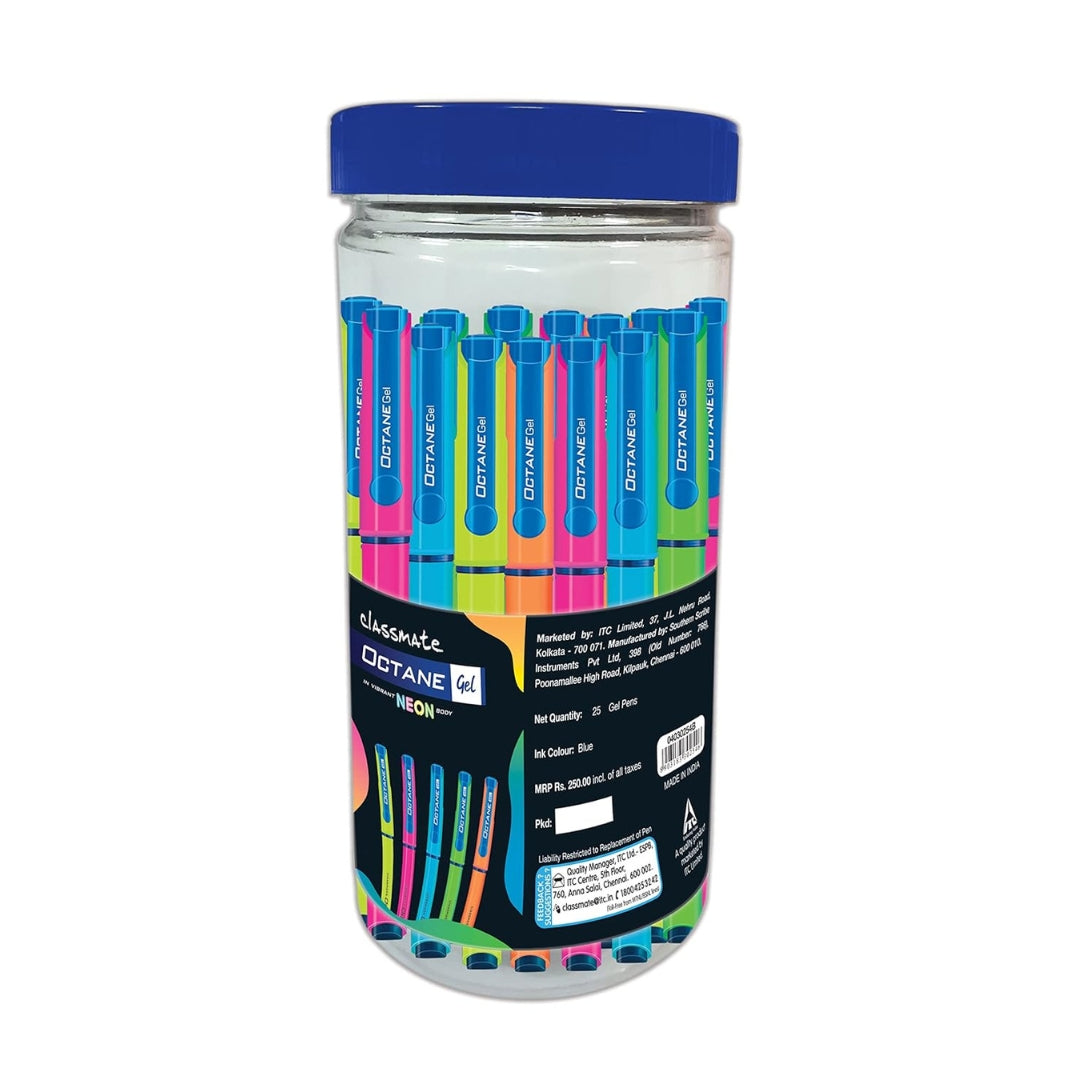 Classmate Octane Gel Neon Pens | Blue Ink Smooth Writing Pens