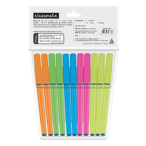 Classmate Octane Gel Pastel Pens | Smooth Writing Gel Pens | Pack of 10